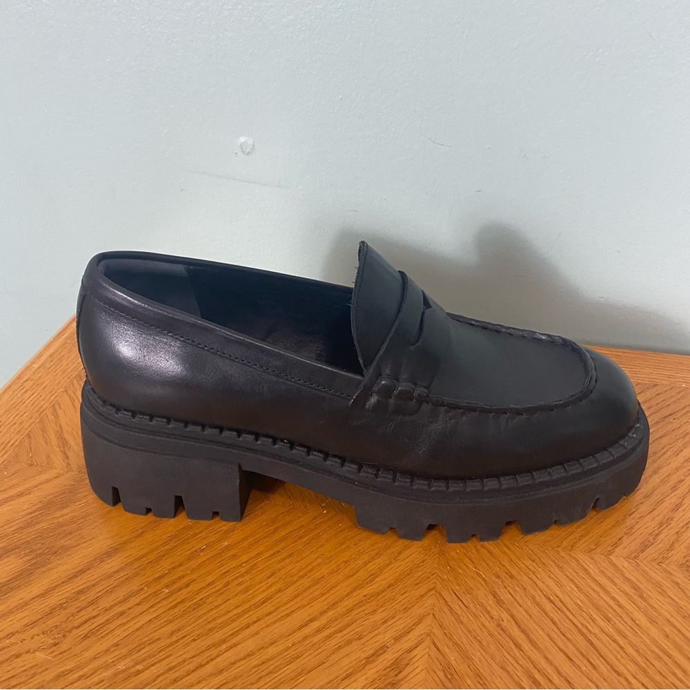 Free‎ People Lyra Lug Sole Heeled Loafer Black Size 9